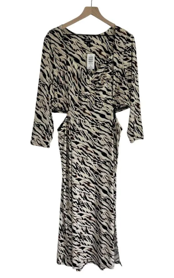 Torrid NWT Maxi Studio Knit Midi Dress Watercolor Zebra Tan Brown Orange Size 2X - Image 5