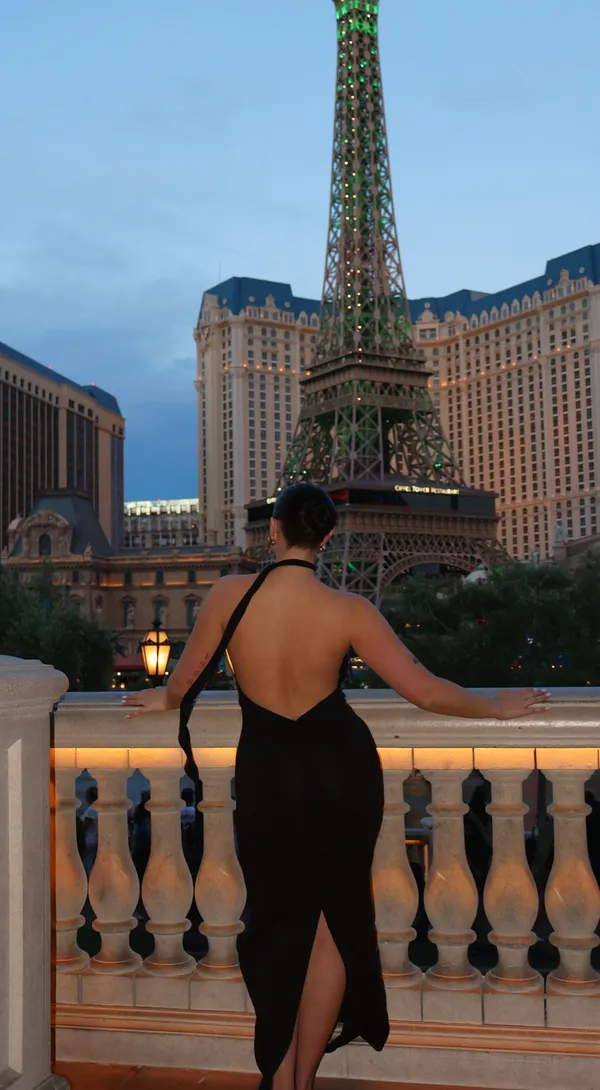 Shein Black open back drape maxi dress - Image 3