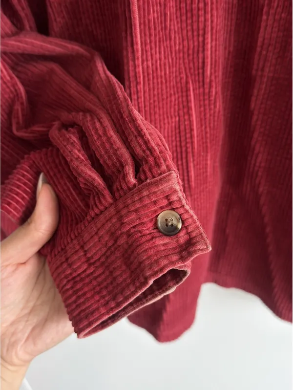 L.L.Bean Women's Corduroy Button-Up Shirt Jacket Red XL Cotton - Image 10