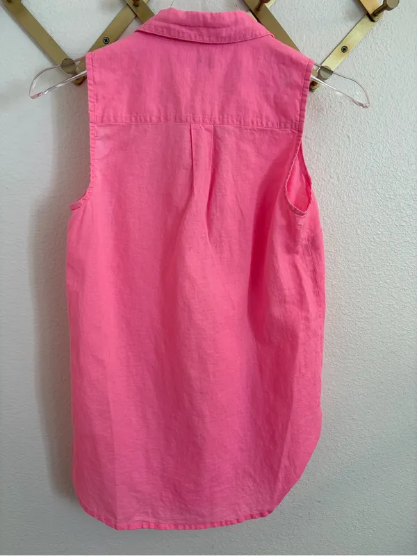 J. Crew Sleeveless Linen Blend V-Neck Top Pink XXS - Image 4