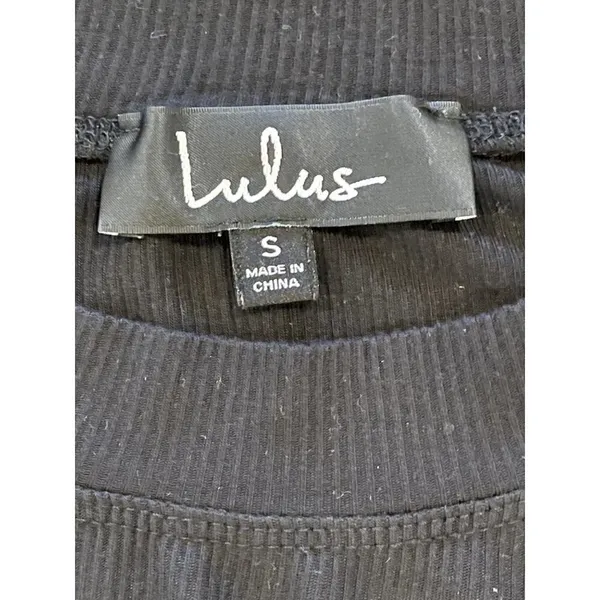 Lulus Mercurio Black Loose Ribbed‎ Drop Shoulder Long Sleeve Top Size S - Image 10
