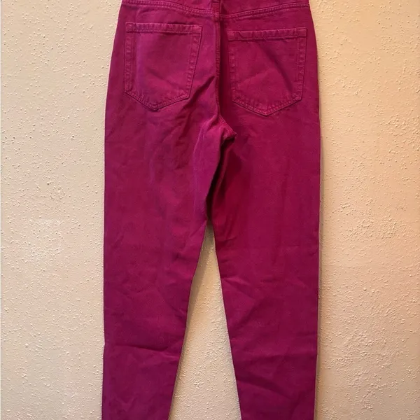 Zara Trafaluc Mom Fit Jeans Magenta Pink High Waisted Tapered Denim Size 00 NEW - Image 3