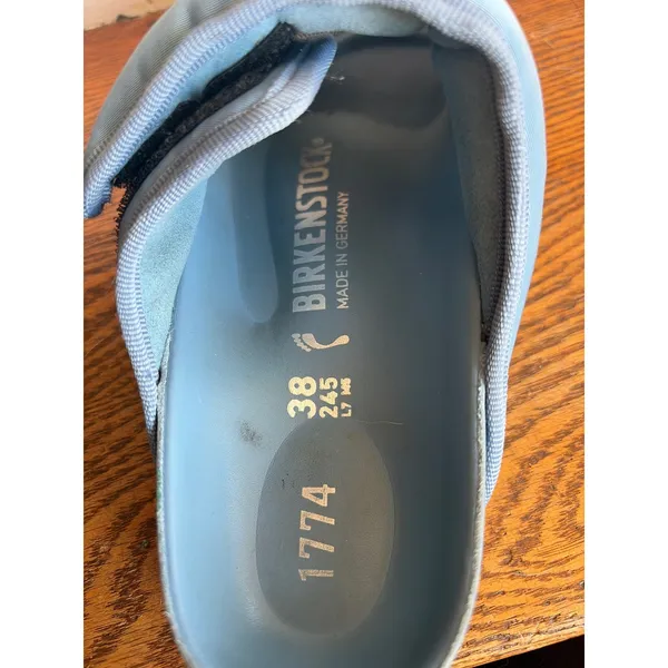 Birkenstock Arizona‎ Cosny 1774 Blue Grey Padded Quilted Slide Sandals Size 7 - Image 5