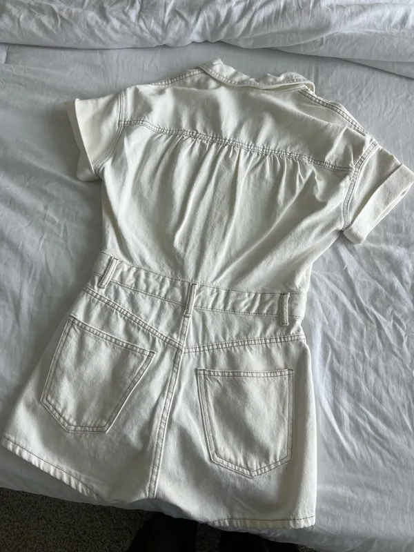 ZARA White Denim Short Sleeve Romper - Image 3