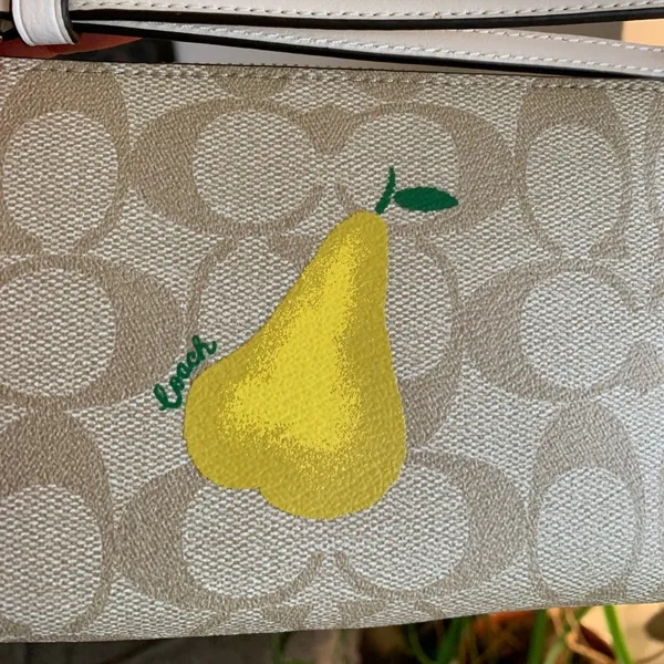 Authentic COACH Signature Coated leather PEAR zip top wristlet - Image 3