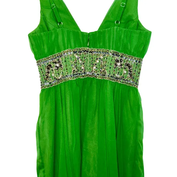NWT Mandalay Dark Lime Green Beaded Embellished Mini Cocktail Party Dress Size 6 - Image 9