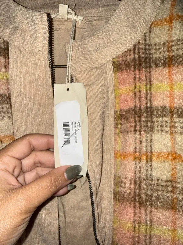 Mystree Cream Jacket with Pastel Plaid Front - Image 3