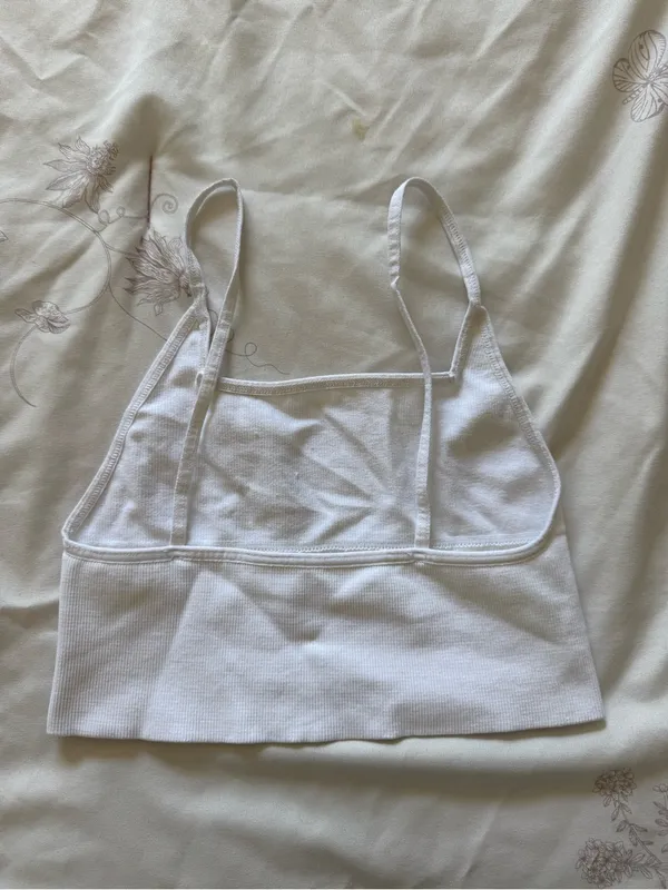 Free People Intimately | White Ribbed Spaghetti Strap Crop Top | XS-S - Image 3
