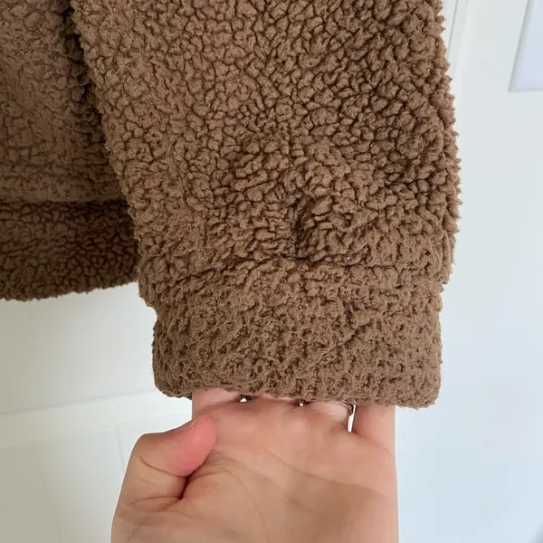EUC | Women’s‎ fluffy teddy bear zip up jacket — small Brown - Image 2