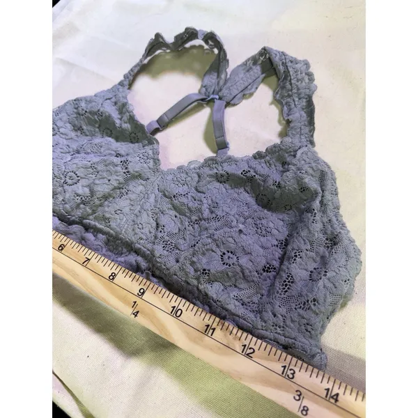 Aerie Gray Floral Lace Bralette Bra Wireless Pullover Racerback XL (F22) - Image 3