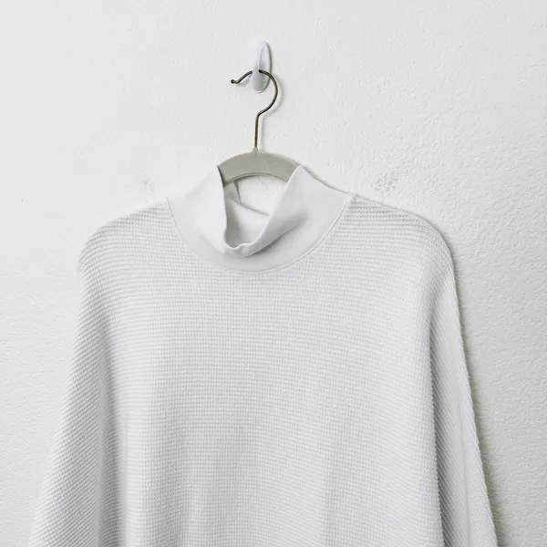 [Abercrombie & Fitch] White Waffle Knit Mock Neck Oversized Sweater Size L/XL - Image 3