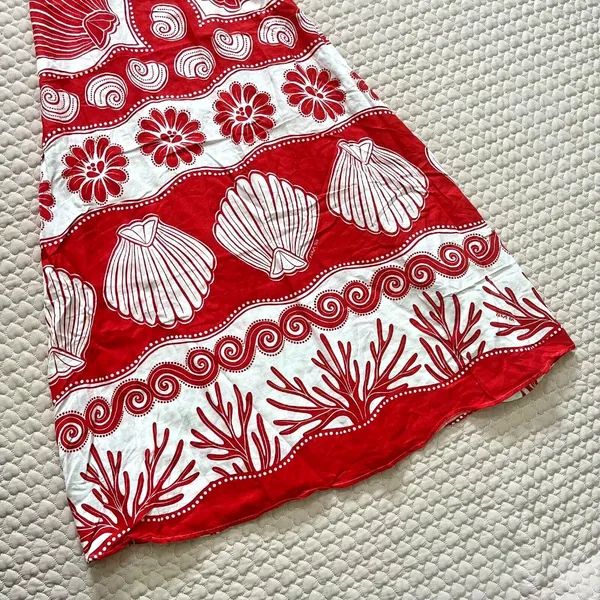NWOT FARM RIO White Red Ainika Shell Maxi Dress Size M Linen Blend - Image 9