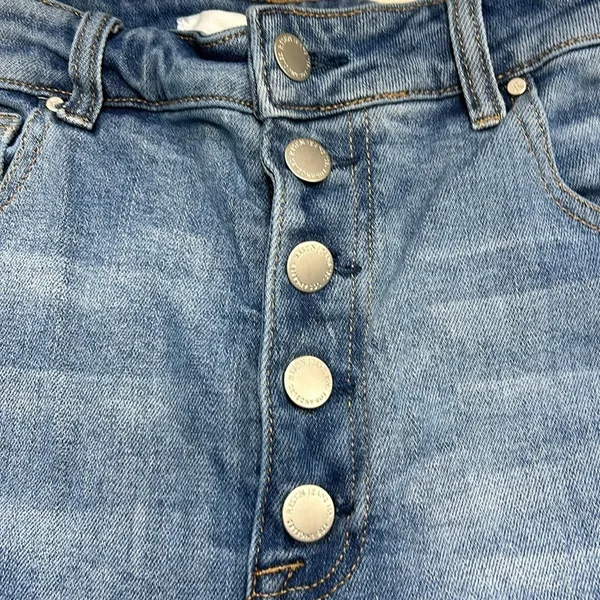 Risen Jeans High Rise Button Fly Distressed Frayed Raw Hem Stretchy‎ Size 13/31 - Image 6