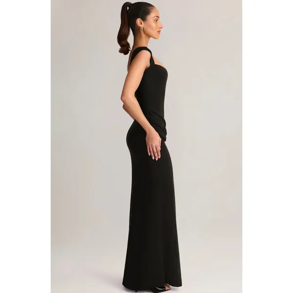 Oh Polly Elva Modal Sweetheart Neck Cowl Waist Maxi Dress in Black Size S New - Image 6