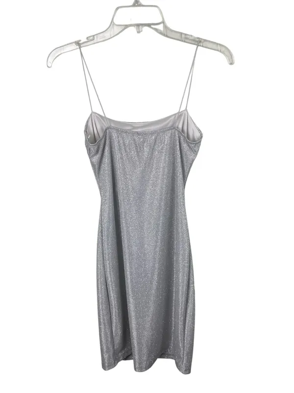 NEW Windsor Silver Glitter Sparkle Slip Dress with Cowl Neck Size Medium Fairy - Image 2