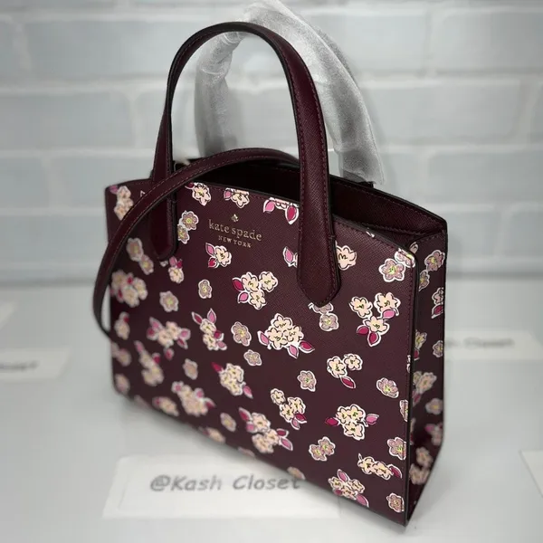 Kate Spade Deep Berry Floral Satchel - Image 3