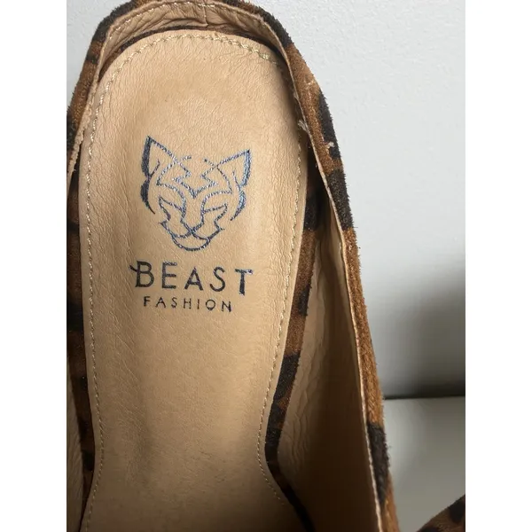 Beast Fashion‎ Leopard Print Mule Booties Block Heel Women's Size 8 - Image 3