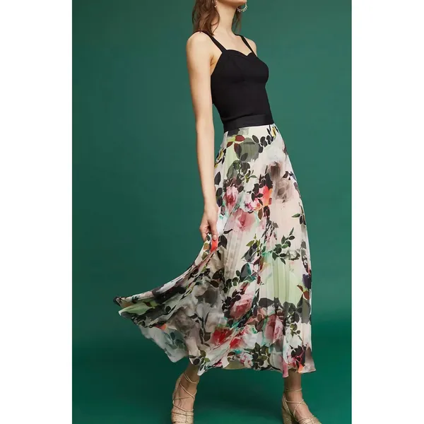 Presley Skye sz M Crinkled Watercolor Floral Print Maxi Dress Feminine Whimsical - Image 2
