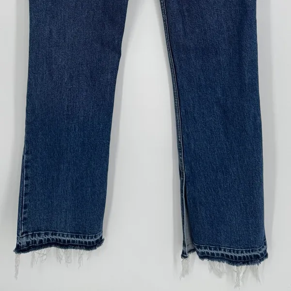 Free People Emmy Split Hem Boot Cut Jeans Size 31 Blue High Rise Raw Hem Boho - Image 11
