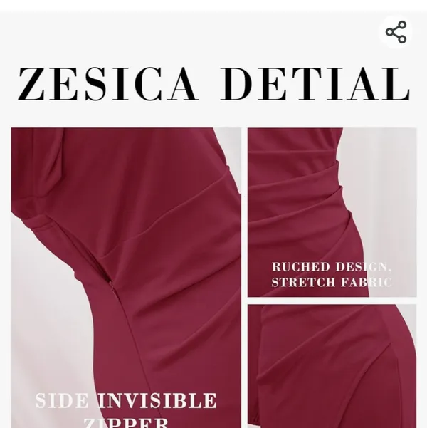 One shoulder Long Sleeve Dress, Sexy high Slit Ruched Bodycon Wedding Guest max - Image 5