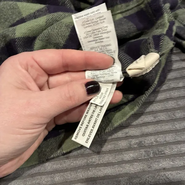 Madewell Flannel Crop Button Up Shirt Green Plaid Long Sleeve Womens Small - Image 6