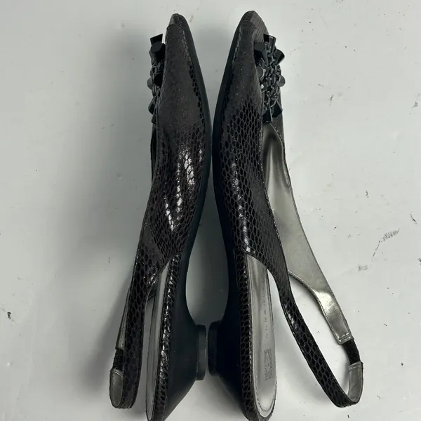 Anne Klein iFlex AK Junior Brown Snakeskin Slingback Kitten Heels Peep Toe 8.5 M - Image 10