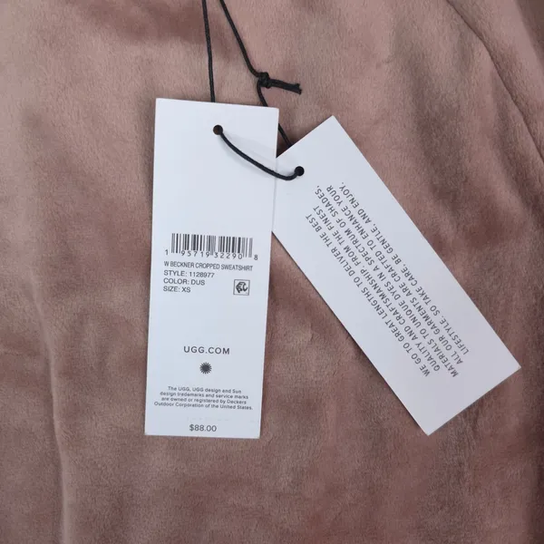 UGG Beckner Cropped Sweatshirt Womens XS Dusty Rose Velour Pullover‎ 1128977 - Image 5