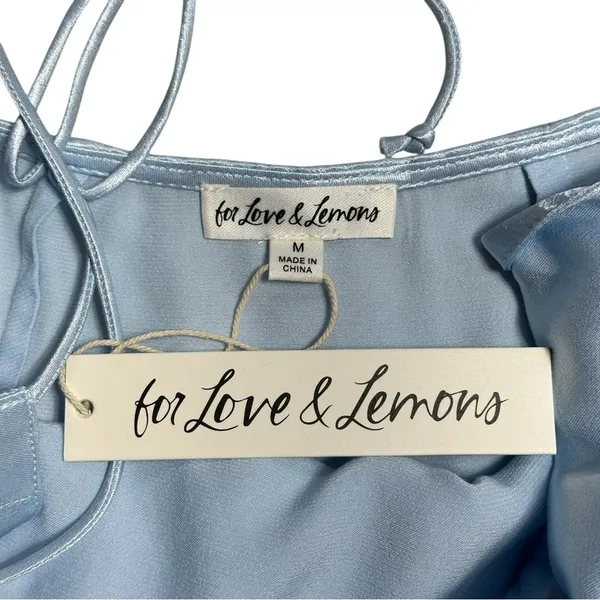 For Love & Lemons Pastel Blue Satin James Maxi Dress Womens M - Image 7