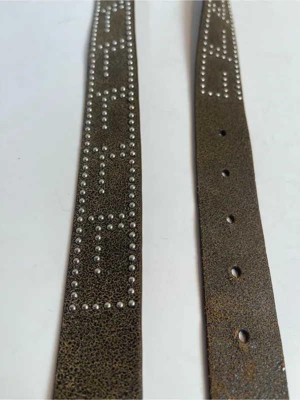 Vintage GUESS Italian Full Grain Leather Studded Brown Belt Medium - Image 8