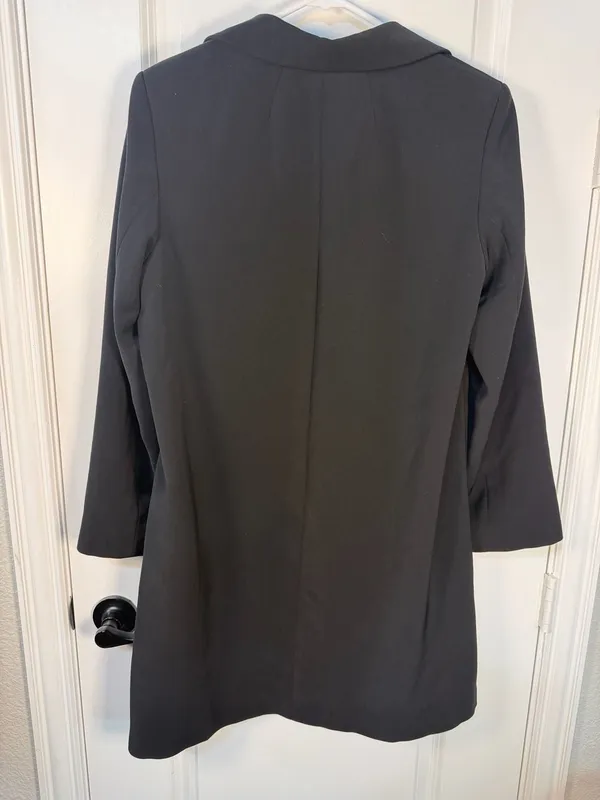 Gallery Black Button-Front Trench Coat Size S - Image 5