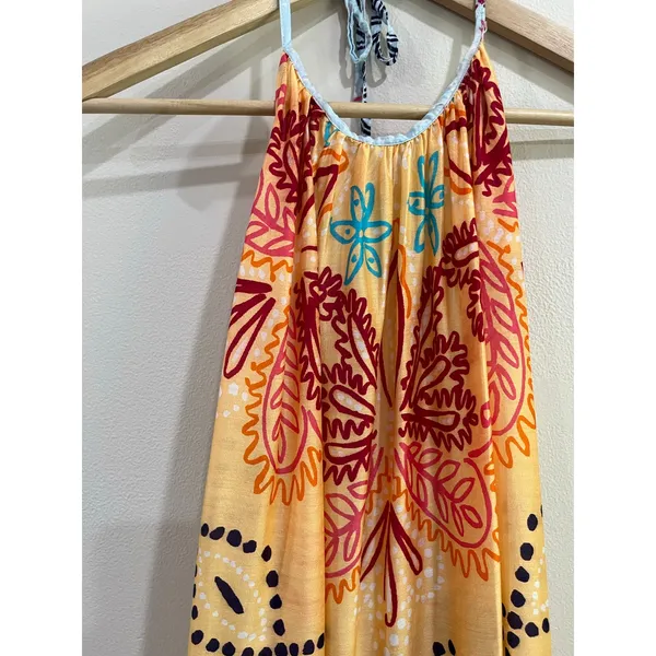 Sundress Boho Halter Mini Dress Resort‎ Vacation Beach Cover Up Festival M/L - Image 10