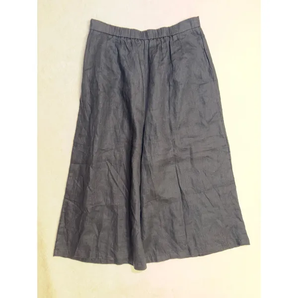 Anthropologie Pleated Culotte Trousers Black 100% Linen Wide Leg Cropped NWT Med - Image 13