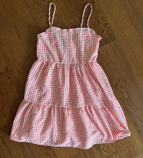 NWT Wild Fable Gingham Spaghetti Strap Mini Tiered Ruffle Dress Size Small - Image 5