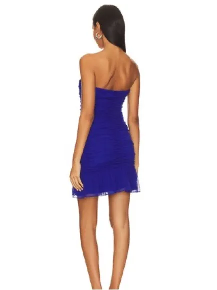Amanda Uprichard Kiana Mini strapless Dress blue size medium - Image 2