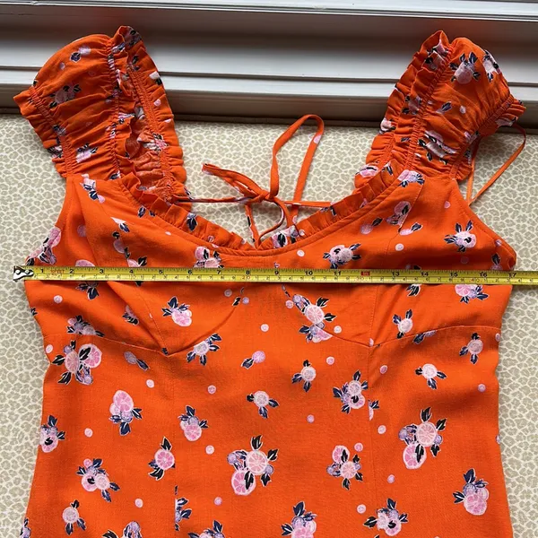NWT Free People Orange Mini Dress with open back size S - Image 8