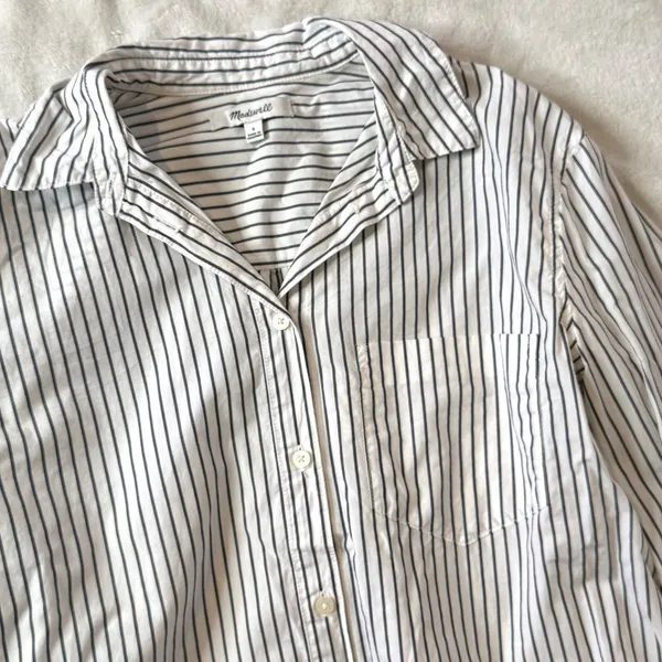 Madewell Button Down Striped Cotton Shirt Womens S Long Cuff Minimalist Capsule - Image 11
