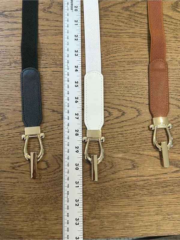 Shein Lot Of 3 Elastic Metal Clasp Belts One Size - Image 2