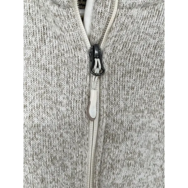LL BEAN Sweater Fleece Jacket Womens Medium Beige Oatmeal Full Zip 279684 - Image 13