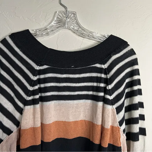 Free People Block Party Linen Cotton Stripped‎ Boxy Knit Exposed Hem Sweater - Image 13