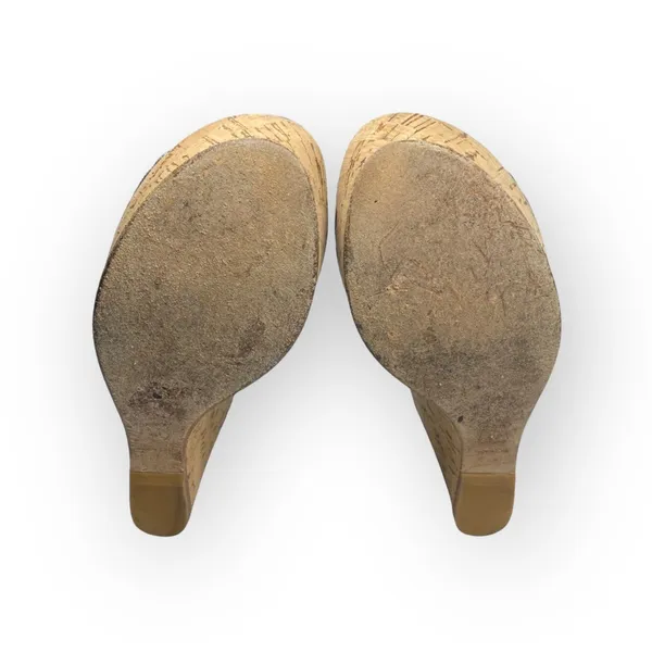 Stuart Weitzman  Slingback Cork Platform Tall Wedge Sandal  Gunmetal Grey  6M - Image 13