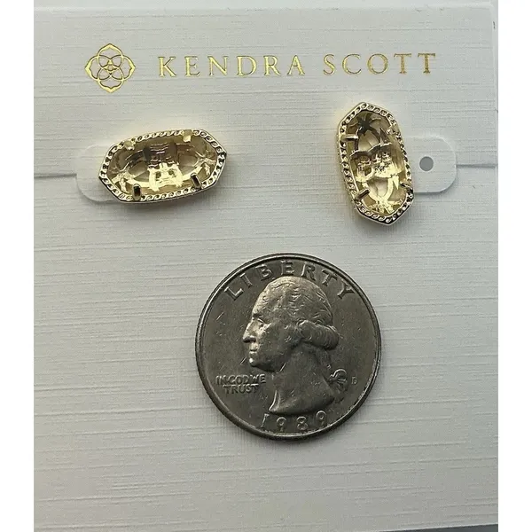 Kendra Scott Ari Stud Earrings Gold Tone Clear Crystal NWT - Image 6