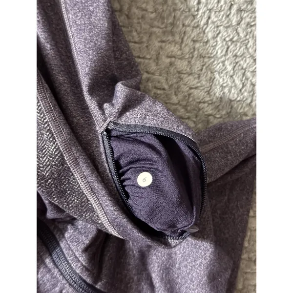 Lululemon Womens Stride Zip Up Hoodie High Collar Heathered Purple Fitted Sz 6 - Image 3