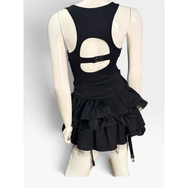 Free People Black Skinny Ribbed Open Back Tank Top Small OB848606 - Image 3