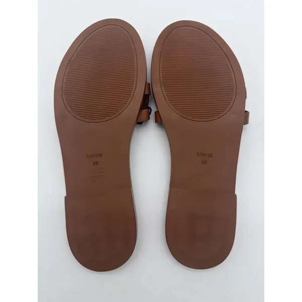 MNG Mango Brown Leather Intertwined Strap Sandals Casual Everyday EU 39 US 8.5 - Image 7