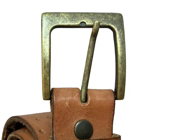 100% Leather Brown Belt Perforated Hole Detail Versatile Everyday Luxury - Image 3