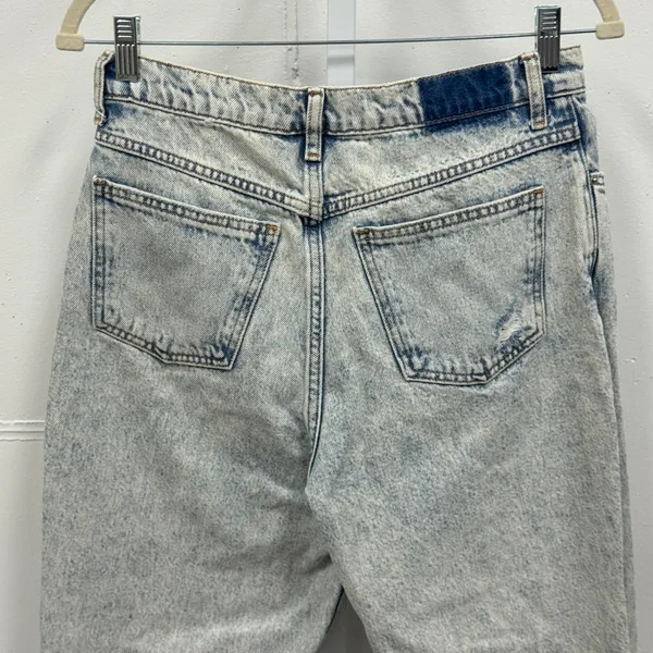 Mango MNG Denim Mom Jeans Light Acid Wash Distressed Button Fly‎ Sz 6 Streetwear - Image 5