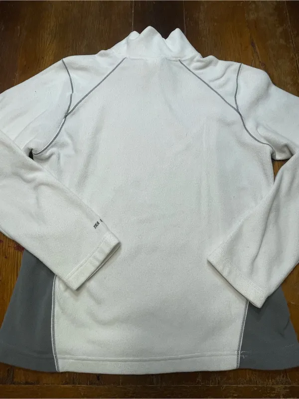 The North Face Tka Micro Women Sz M Fleece Pullover Mock Neck White Gray - Image 7