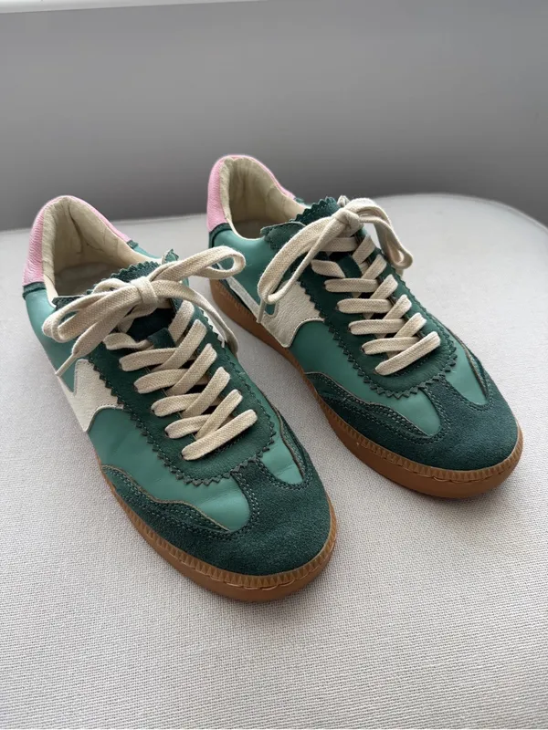Dolce Vita Green and Pink Lace-Up Sneakers Size 7 - Image 3