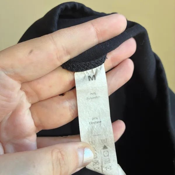 Crossover Waist Wide Leg Yoga Pants M Black Womens High Rise Pocket - Image 5