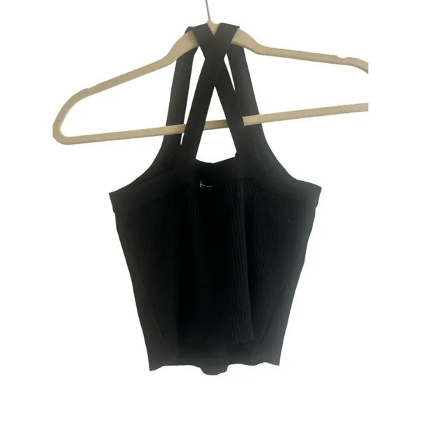 ✨Reformation Lyra Black Ribbed Cropped Sz Medium Top✨ - Image 2